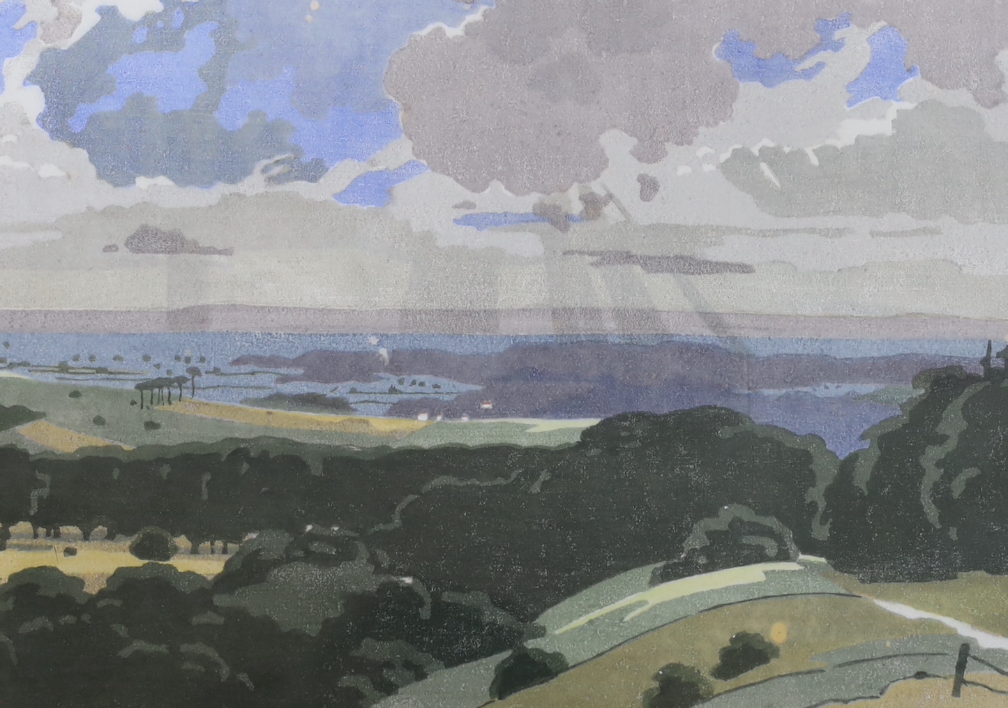 Edward Loxton-Knight (1905-1993), woodblock print, 'The Vale of Pewsey', signed in pencil, 1/35, 19 x 28cm